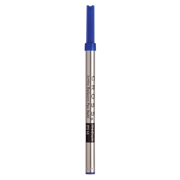 Cross Jumbo Ballpoint Refill for Rollerball Pens - Blue Ink, Medium Tip (#8562-3)