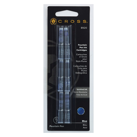 Cross Blue Fountain Pen Ink - Pack of 6 Cartridges, #8920