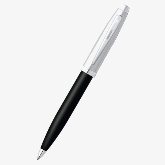 Sheaffer 100 Glossy Black and Brushed Chrome Ballpoint Pen, E2931351-30