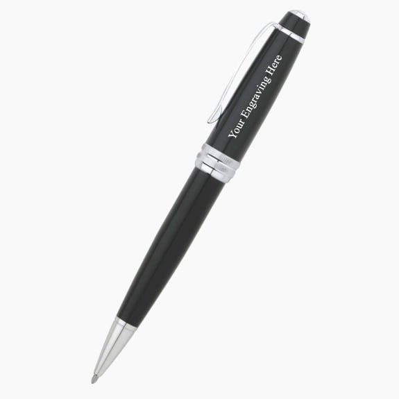 Engraved Cross Bailey black lacquer ballpoint pen with custom personalization