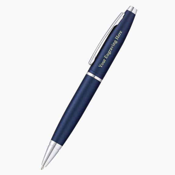 Engraved Cross Calais matte metallic blue ballpoint pen with custom personalization