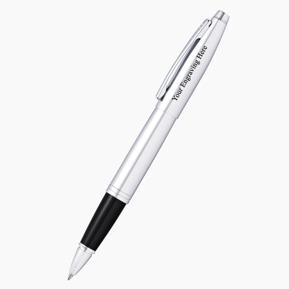 Engraved Cross Calais polished chrome rollerball pen with custom personalization 