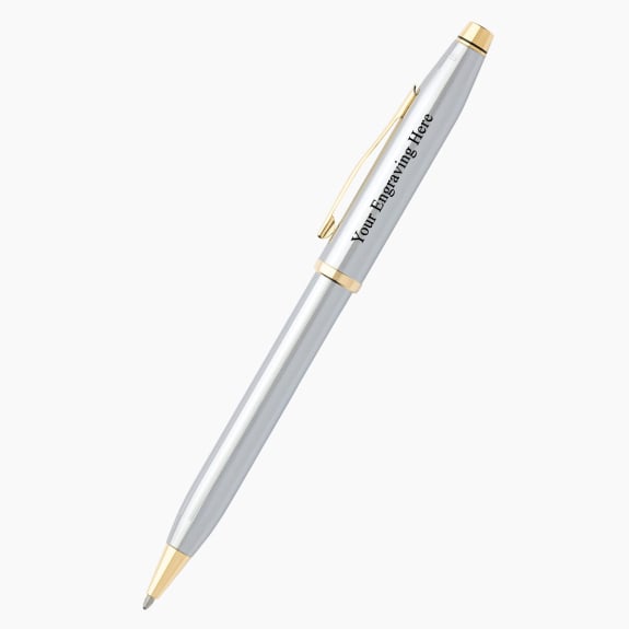 Engraved Cross Century II medalist polished chrome gold plated ballpoint pen with custom personalization