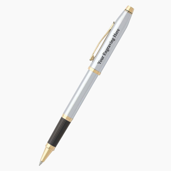 Engraved Cross Century II medalist polished chrome with gold plate rollerball pen with custom personalization