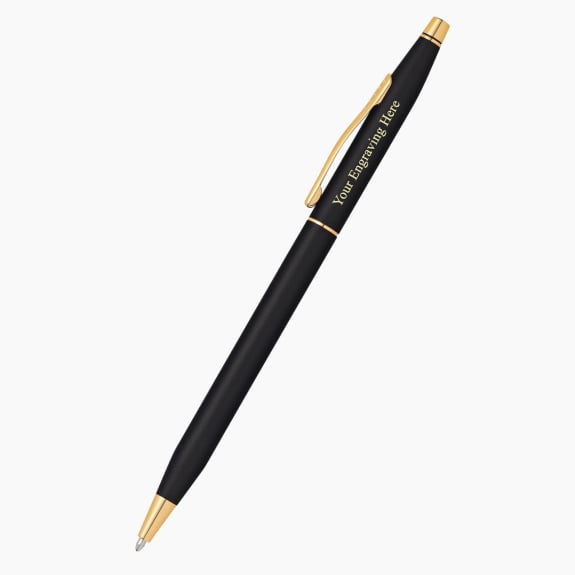 Engraved Cross Classic Century black and gold plated ballpoint pen with custom personalization