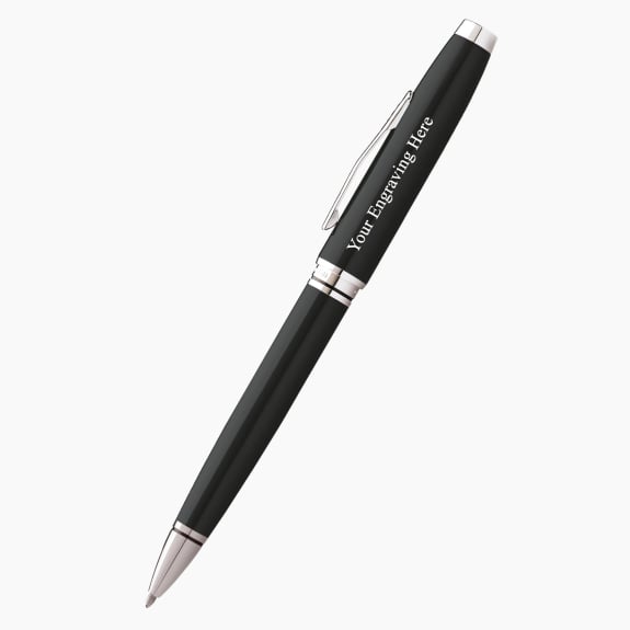 Engraved Cross Classic Coventry black lacquer and chrome ballpoint pen with custom personalization