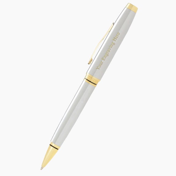 Engraved Cross Classic Coventry polished chrome with gold tone ballpoint pen with custom personalization