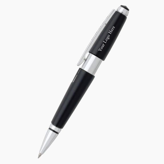 Imprinted Cross Edge jet black rollerball pen with custom personalization